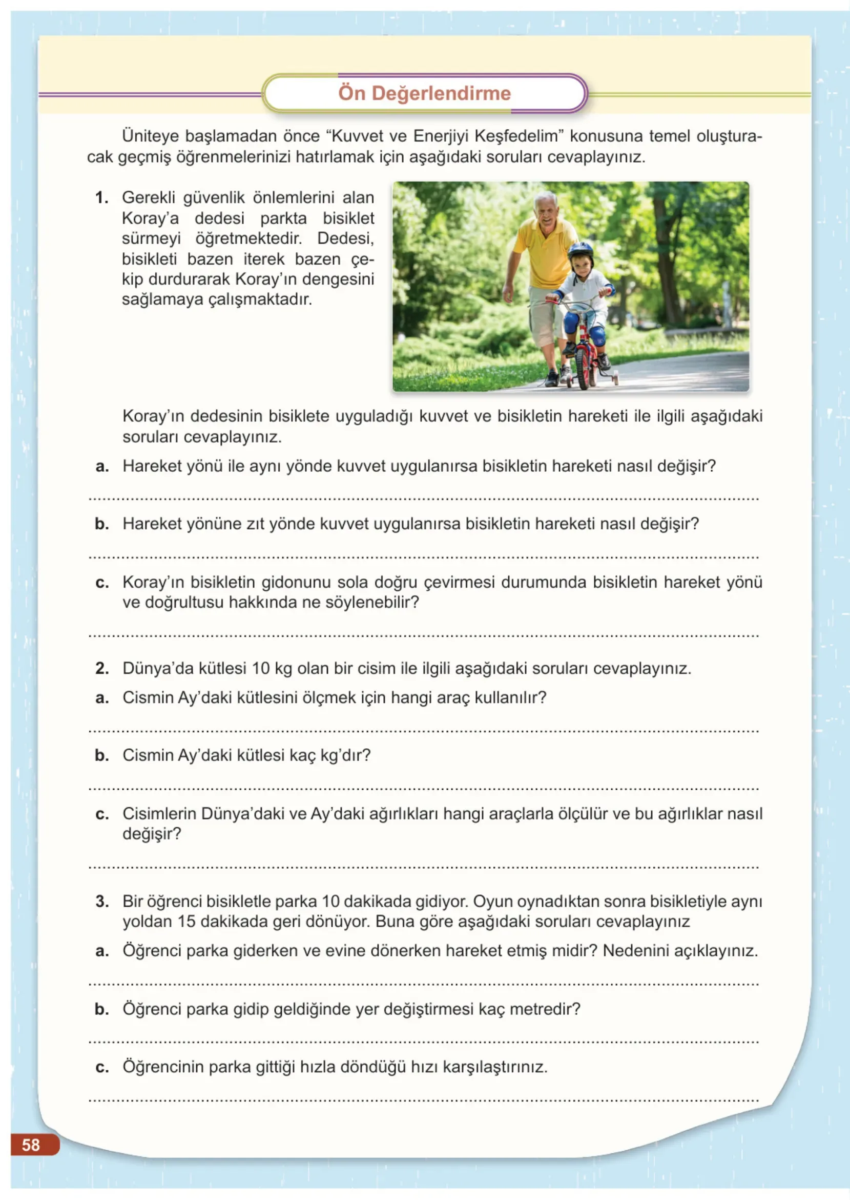 7. Sınıf Fen Bilimleri Ders Kitabı Cevapları Meb Yayınları 1. Kitap Sayfa 58