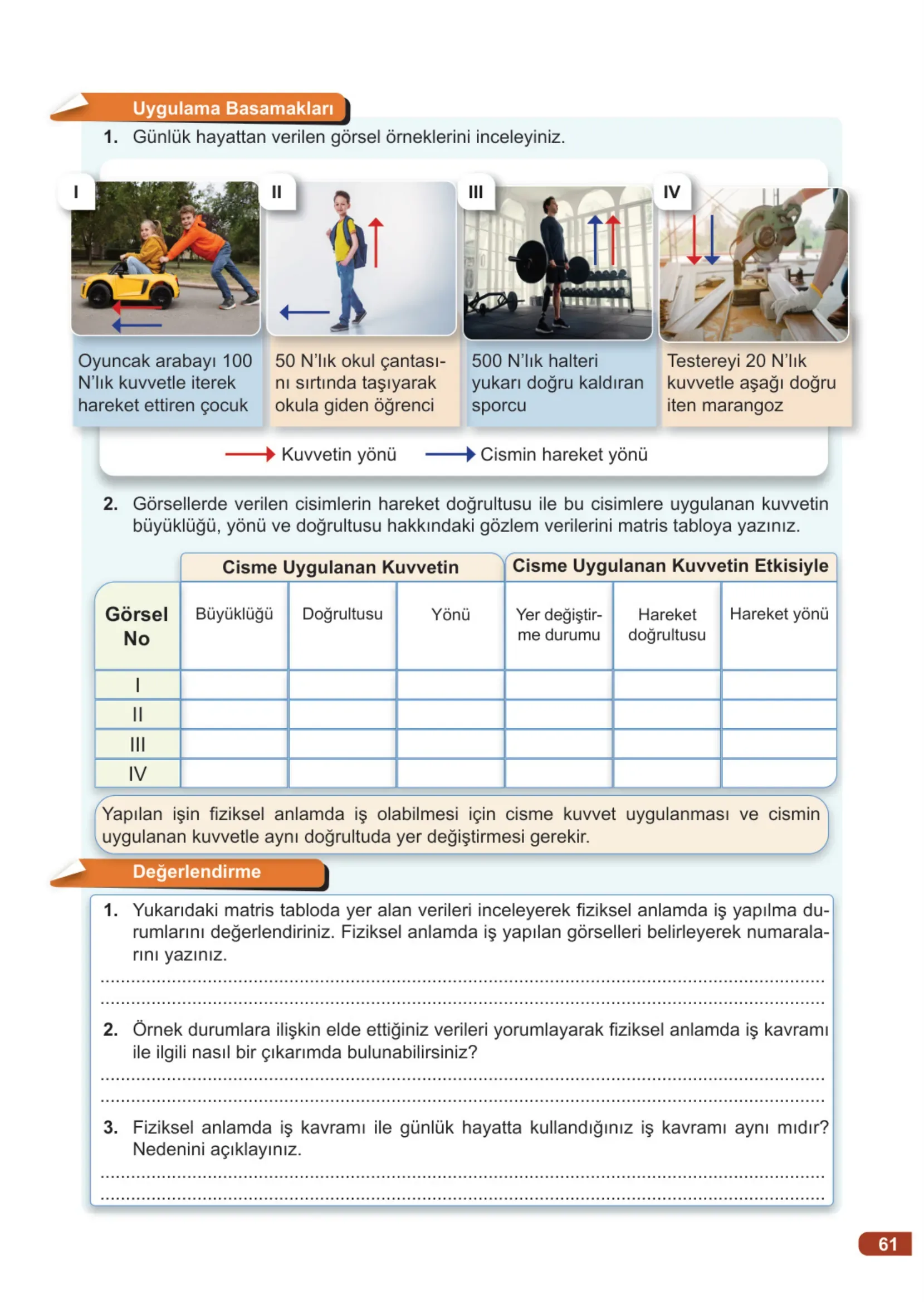 7. Sınıf Fen Bilimleri Ders Kitabı Cevapları Meb Yayınları 1. Kitap Sayfa 61