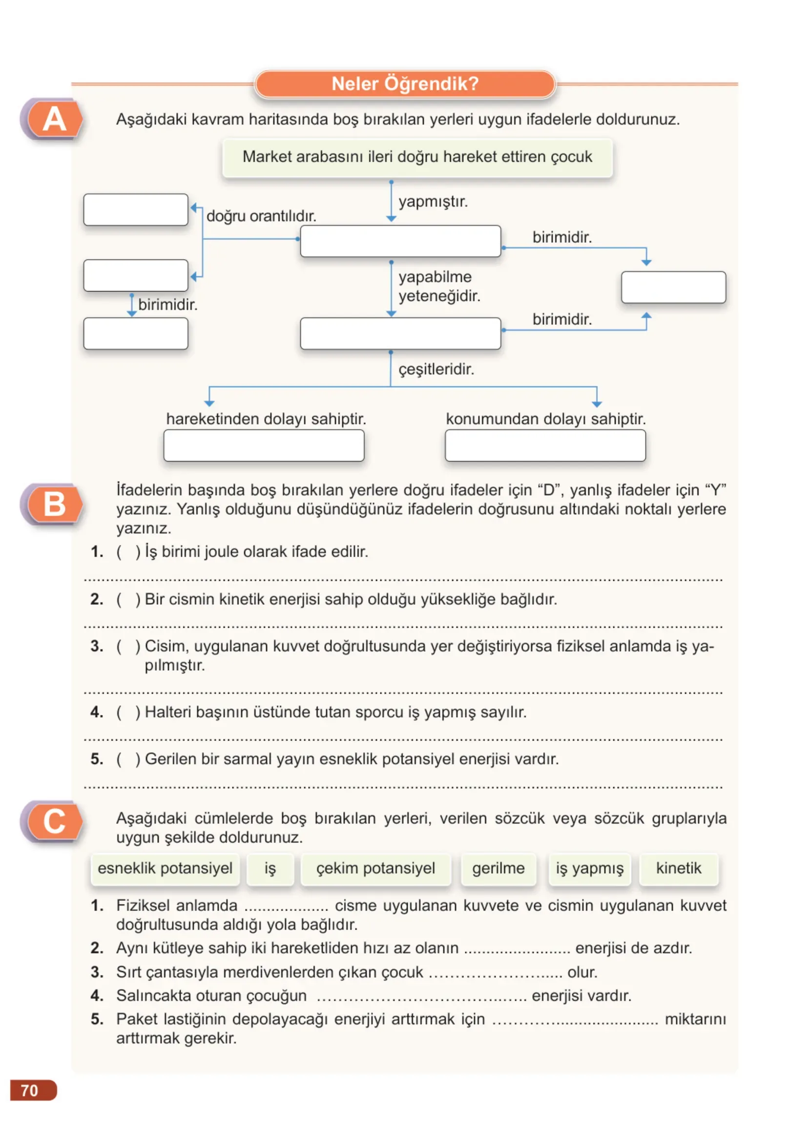 7. Sınıf Fen Bilimleri Ders Kitabı Cevapları Meb Yayınları 1. Kitap Sayfa 70