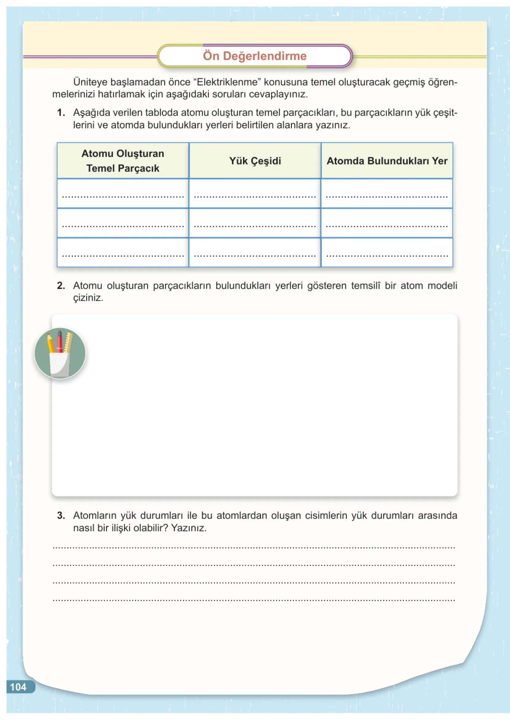 7. Sınıf Fen Bilimleri Ders Kitabı Cevapları Meb Yayınları 2. Kitap Sayfa 104