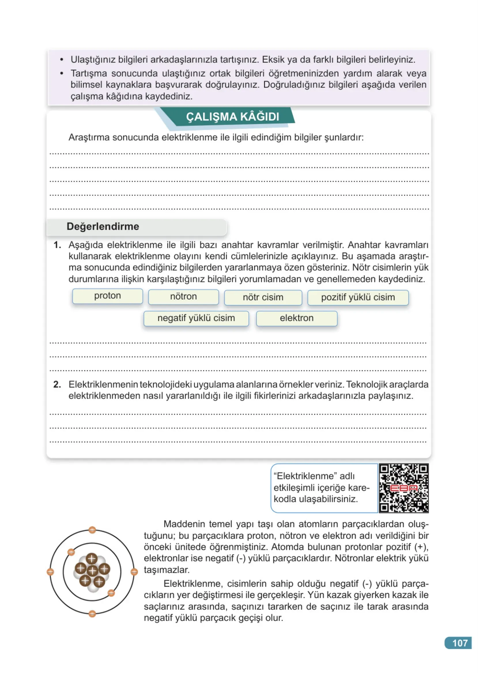 7. Sınıf Fen Bilimleri Ders Kitabı Cevapları Meb Yayınları 2. Kitap Sayfa 107