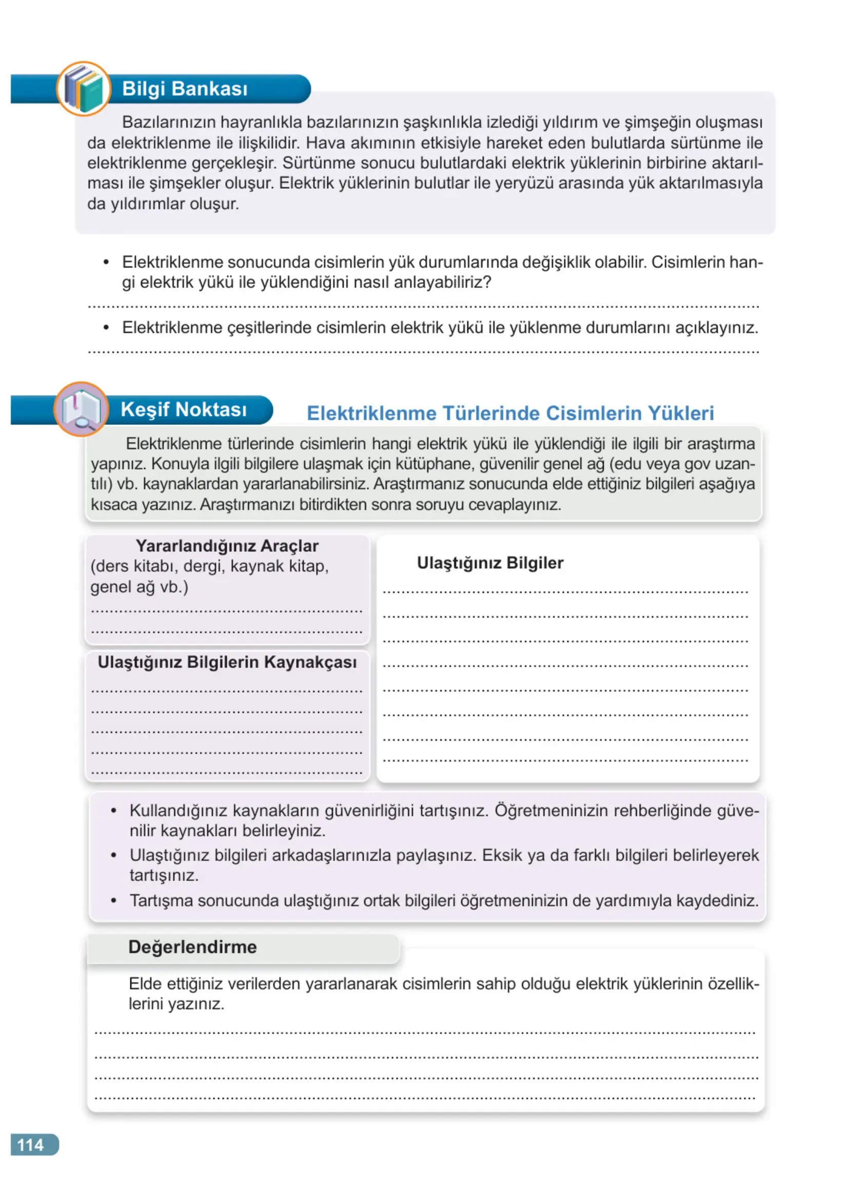 7. Sınıf Fen Bilimleri Ders Kitabı Cevapları Meb Yayınları 2. Kitap Sayfa 114