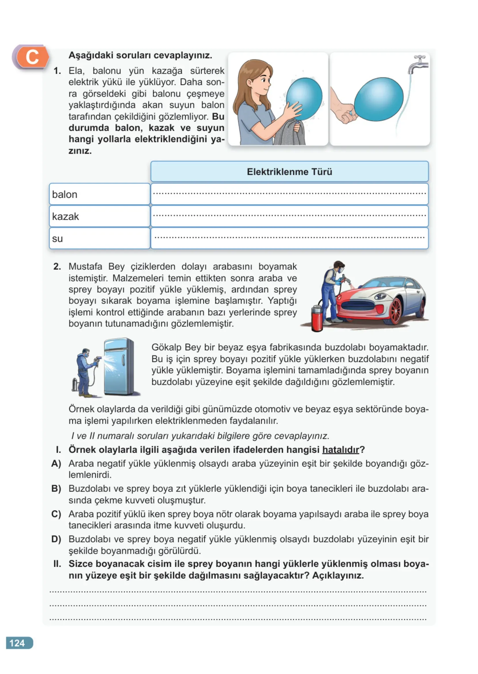 7. Sınıf Fen Bilimleri Ders Kitabı Cevapları Meb Yayınları 2. Kitap Sayfa 124