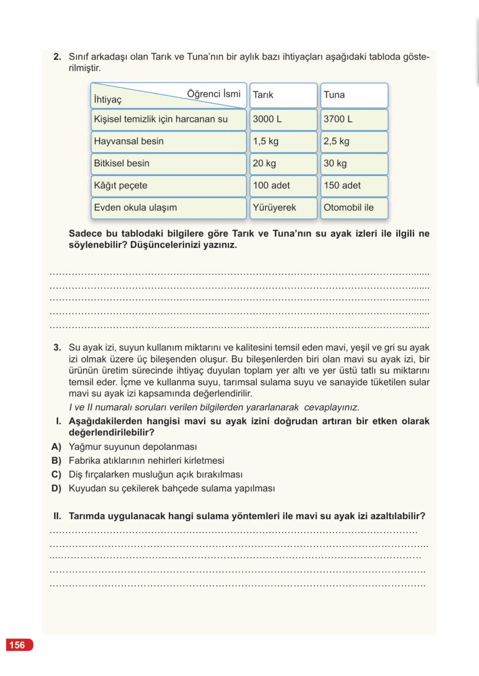 7. Sınıf Fen Bilimleri Ders Kitabı Cevapları Meb Yayınları 2. Kitap Sayfa 156