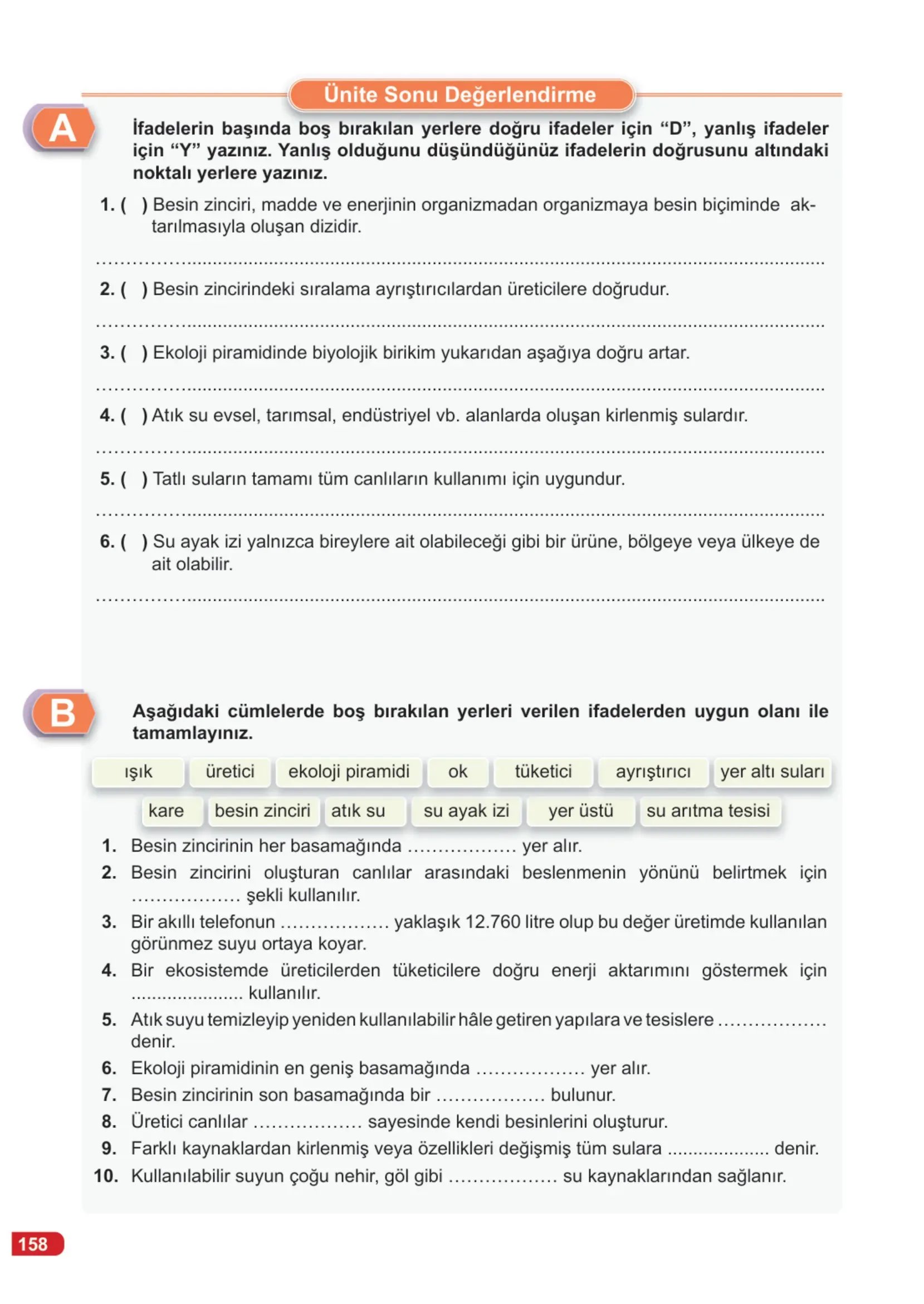 7. Sınıf Fen Bilimleri Ders Kitabı Cevapları Meb Yayınları 2. Kitap Sayfa 158