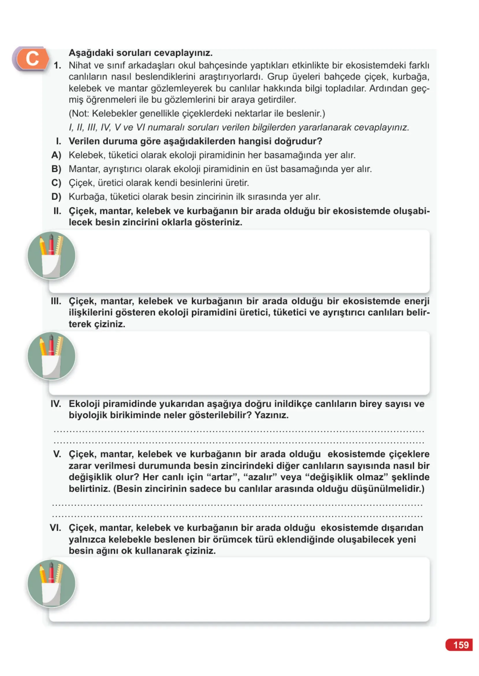 7. Sınıf Fen Bilimleri Ders Kitabı Cevapları Meb Yayınları 2. Kitap Sayfa 159