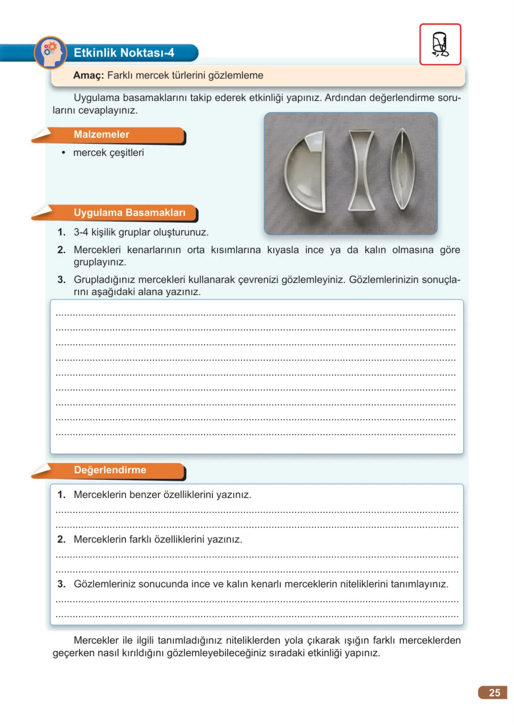 7. Sınıf Fen Bilimleri Ders Kitabı Cevapları Meb Yayınları 2. Kitap Sayfa 25