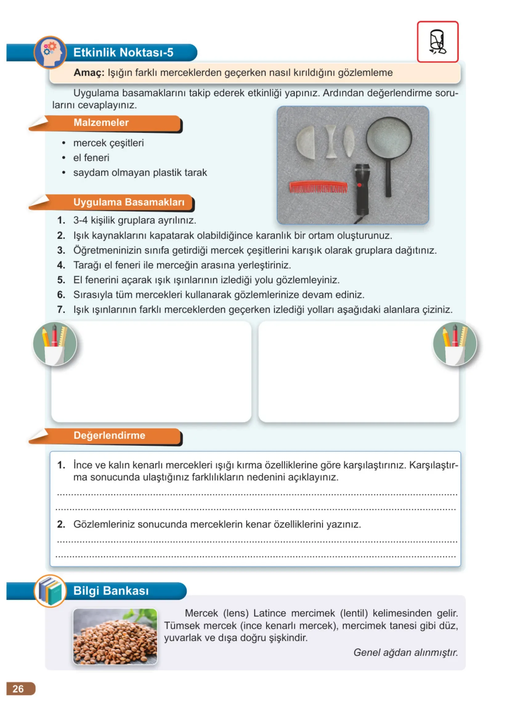 7. Sınıf Fen Bilimleri Ders Kitabı Cevapları Meb Yayınları 2. Kitap Sayfa 26
