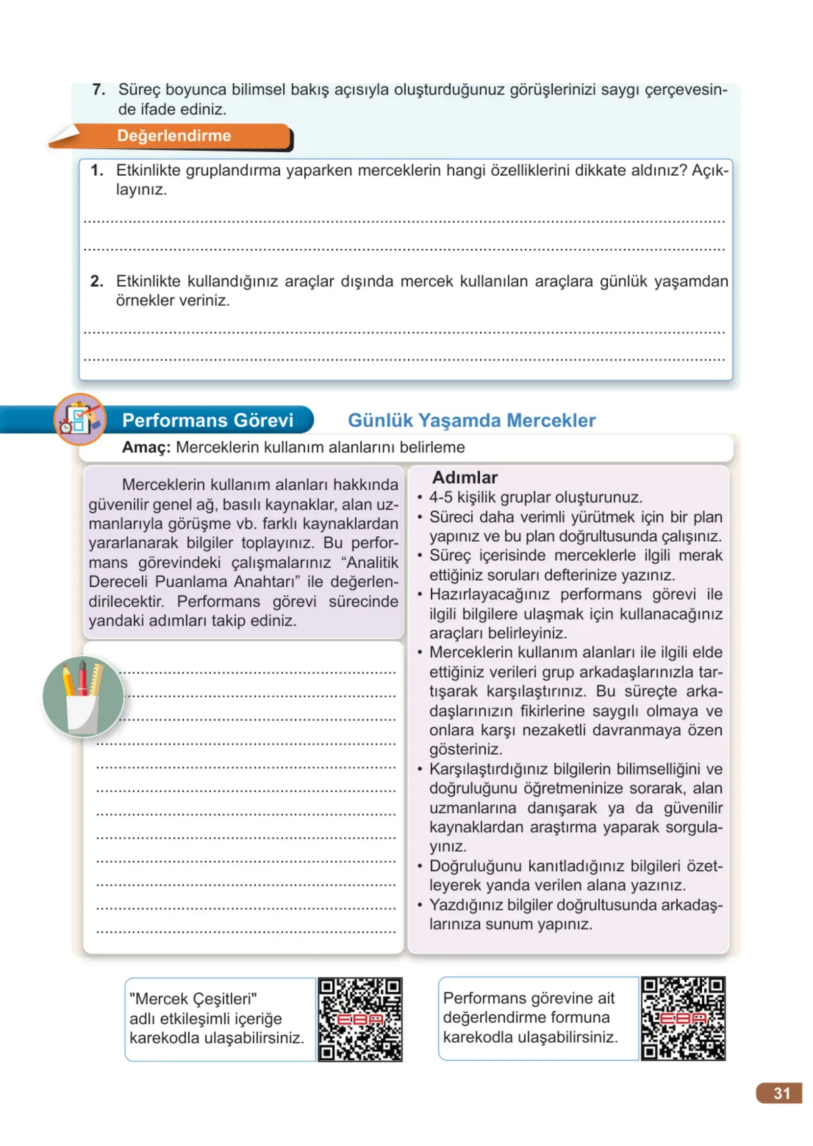 7. Sınıf Fen Bilimleri Ders Kitabı Cevapları Meb Yayınları 2. Kitap Sayfa 31
