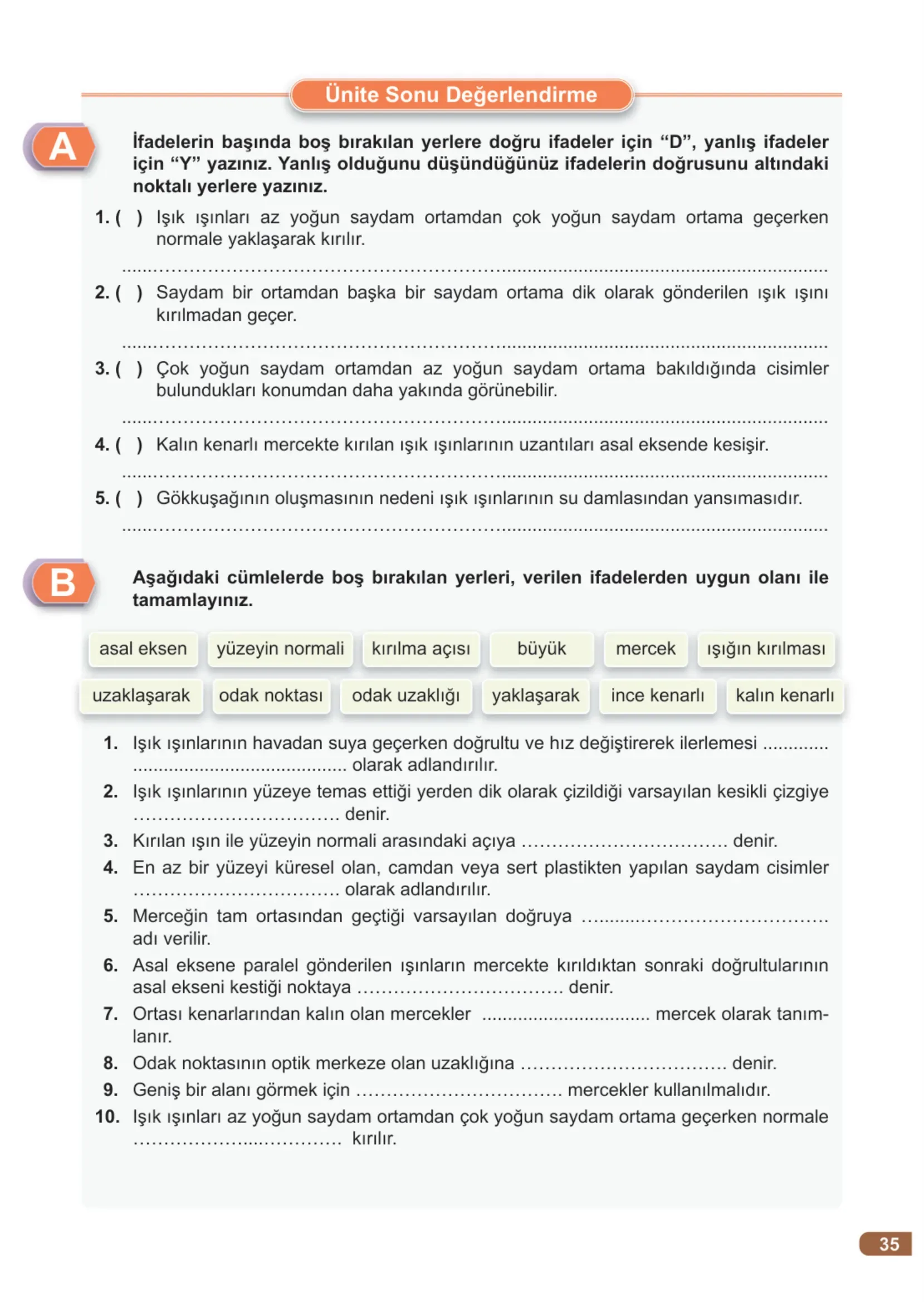 7. Sınıf Fen Bilimleri Ders Kitabı Cevapları Meb Yayınları 2. Kitap Sayfa 35