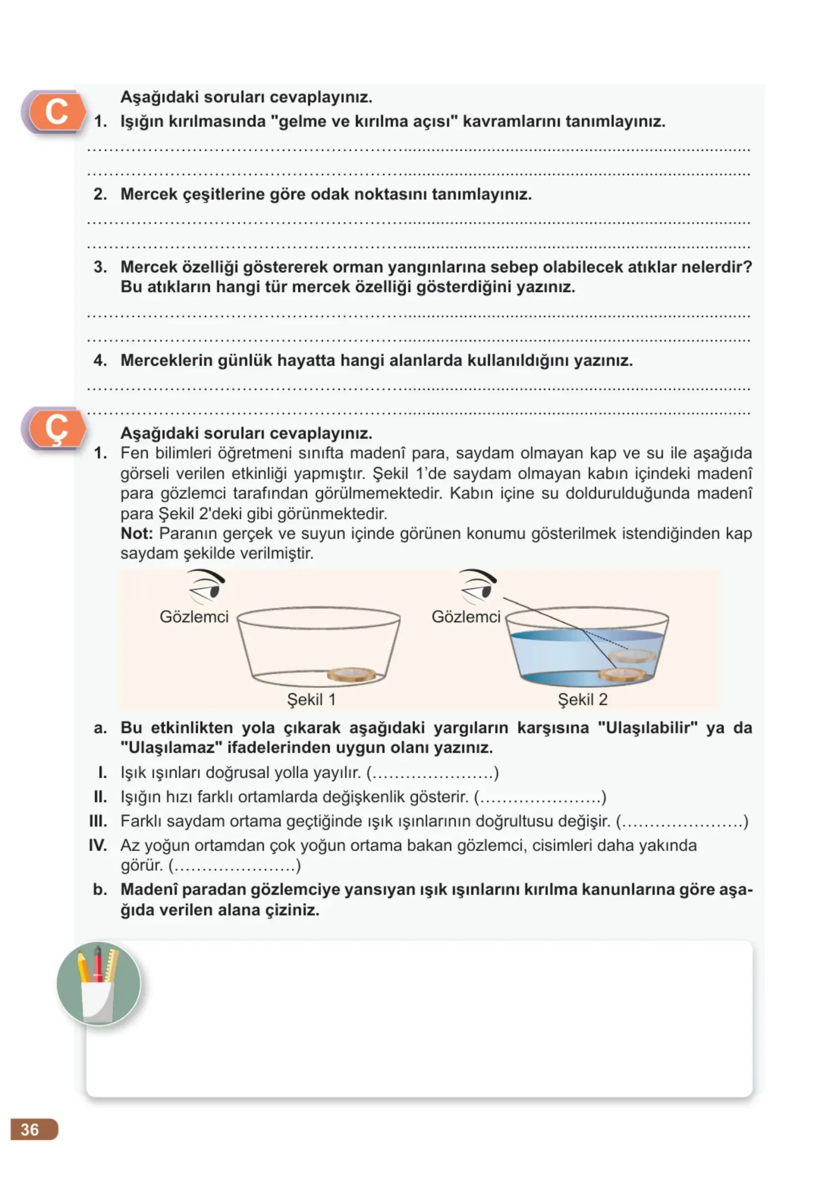 7. Sınıf Fen Bilimleri Ders Kitabı Cevapları Meb Yayınları 2. Kitap Sayfa 36