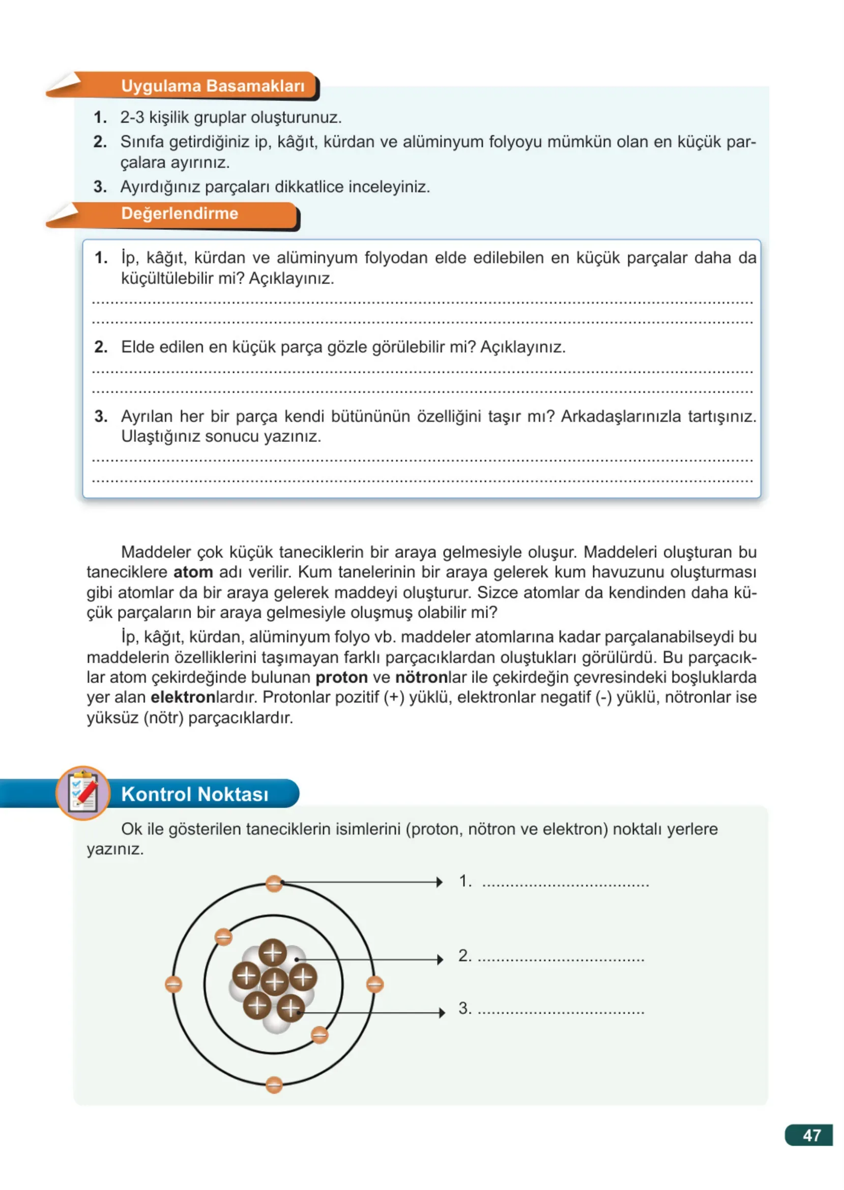7. Sınıf Fen Bilimleri Ders Kitabı Cevapları Meb Yayınları 2. Kitap Sayfa 47