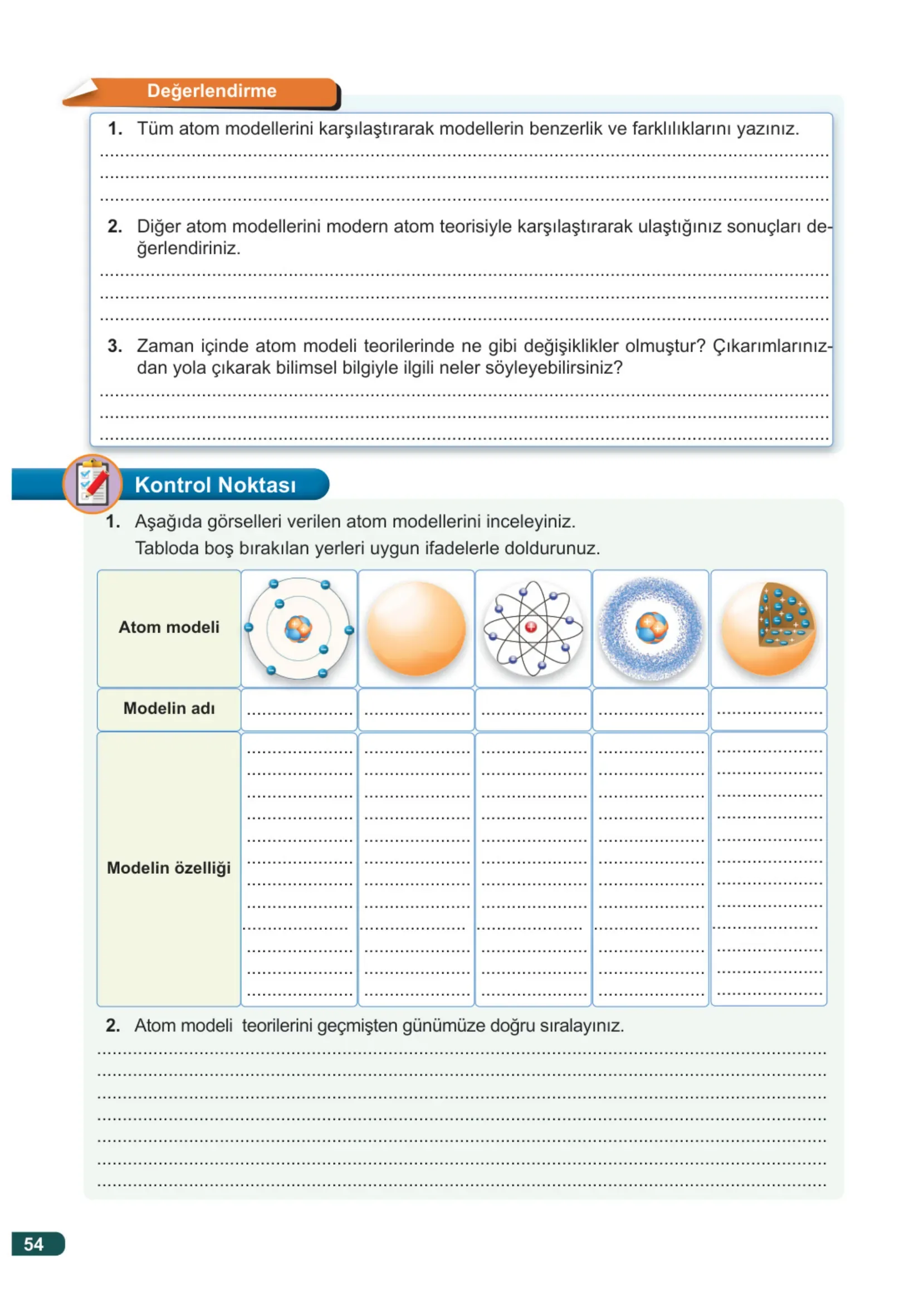 7. Sınıf Fen Bilimleri Ders Kitabı Cevapları Meb Yayınları 2. Kitap Sayfa 54