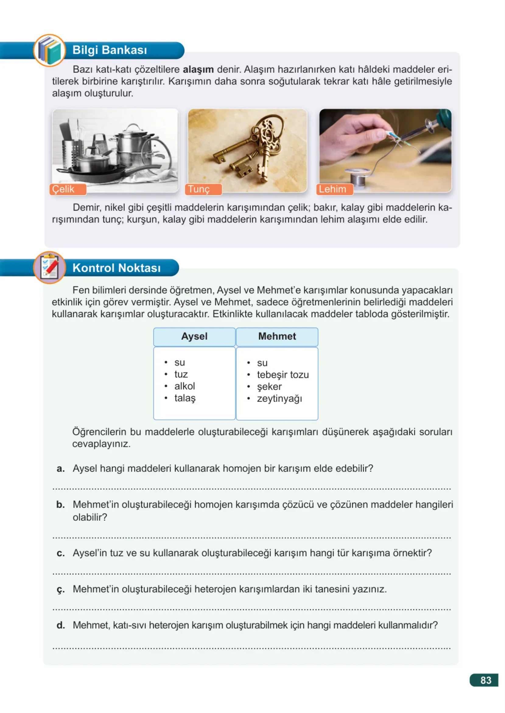 7. Sınıf Fen Bilimleri Ders Kitabı Cevapları Meb Yayınları 2. Kitap Sayfa 83