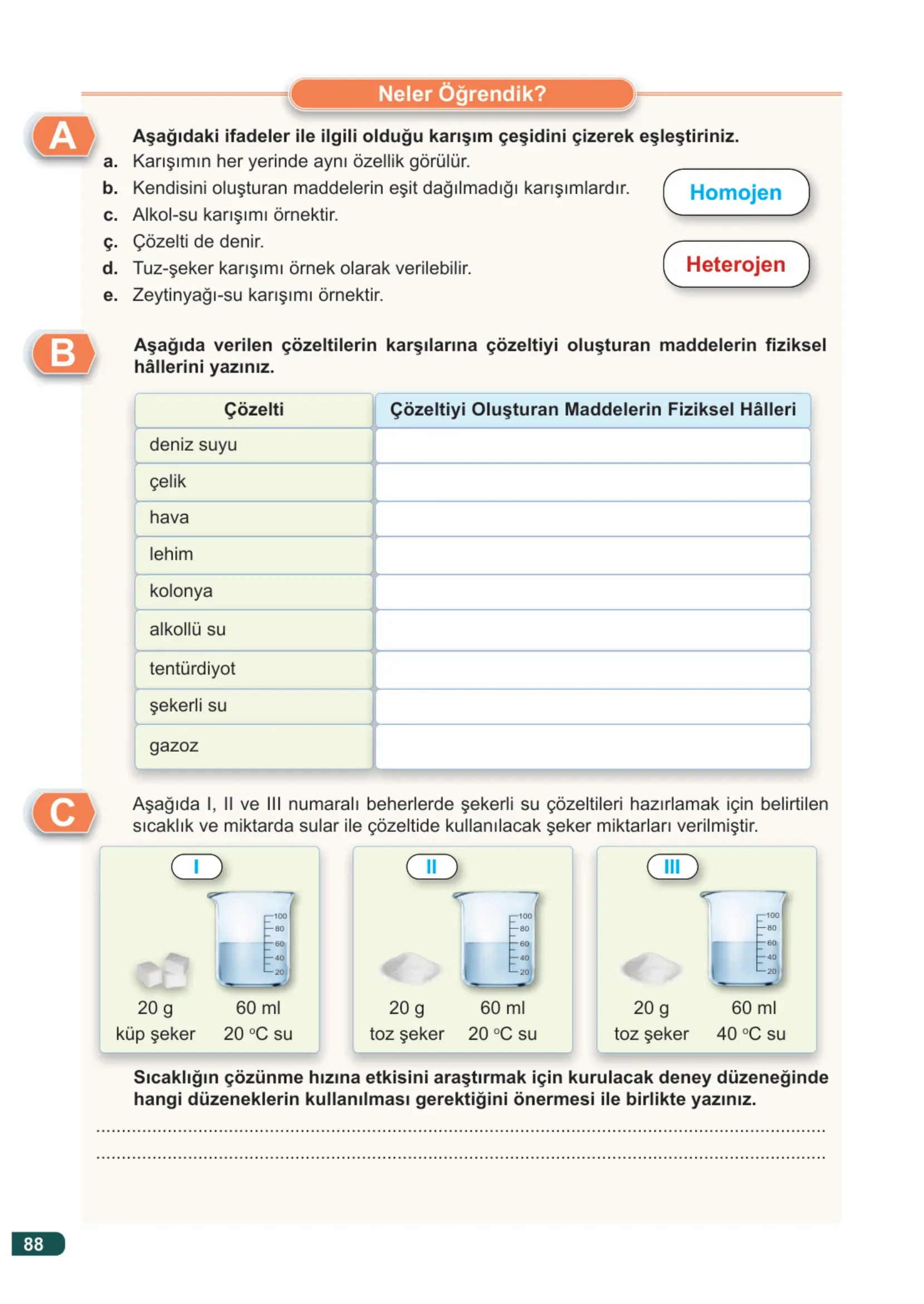 7. Sınıf Fen Bilimleri Ders Kitabı Cevapları Meb Yayınları 2. Kitap Sayfa 88