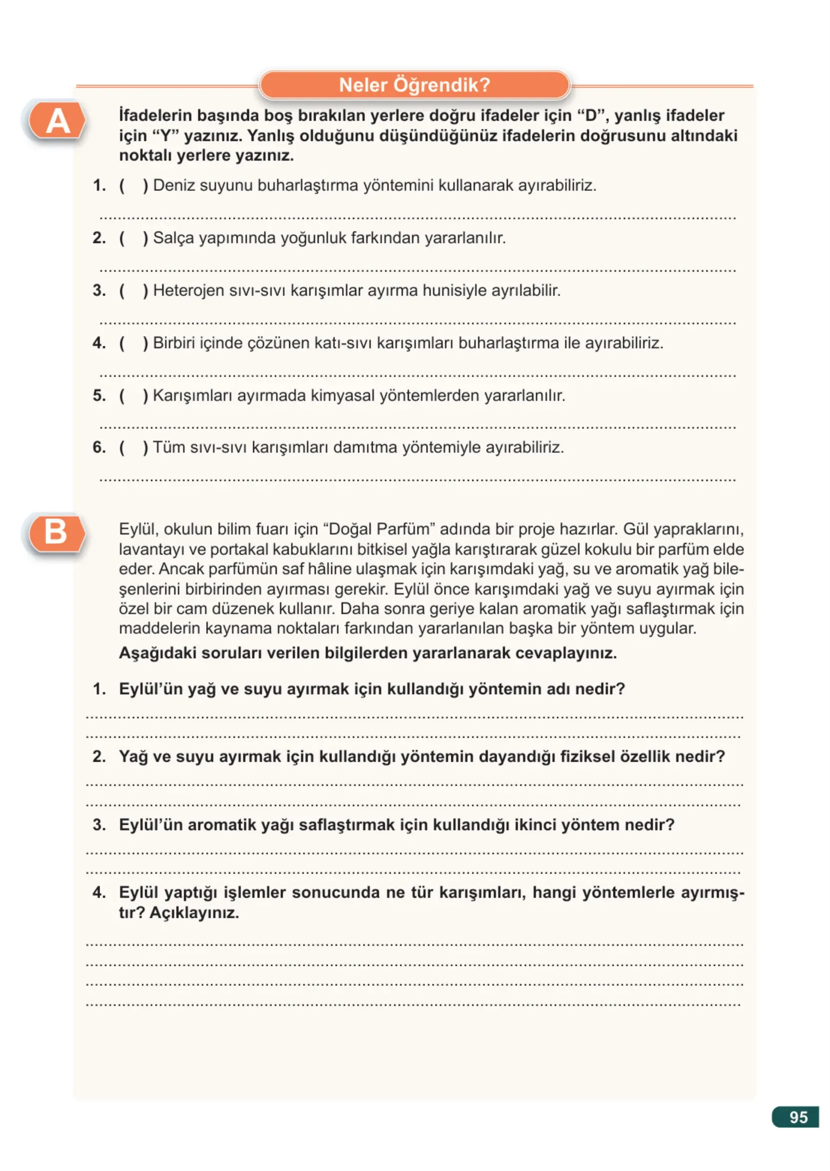 7. Sınıf Fen Bilimleri Ders Kitabı Cevapları Meb Yayınları 2. Kitap Sayfa 95