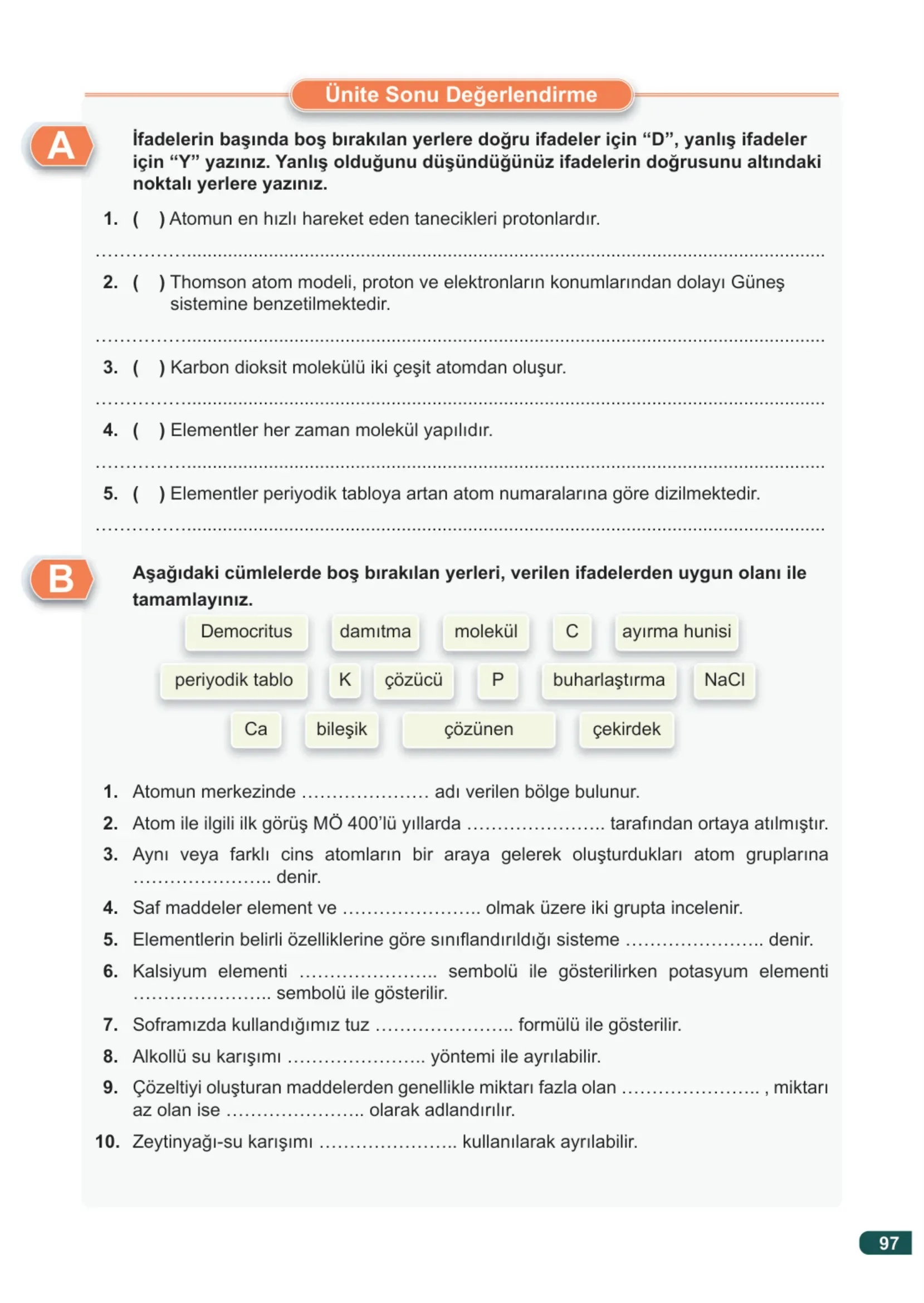 7. Sınıf Fen Bilimleri Ders Kitabı Cevapları Meb Yayınları 2. Kitap Sayfa 97