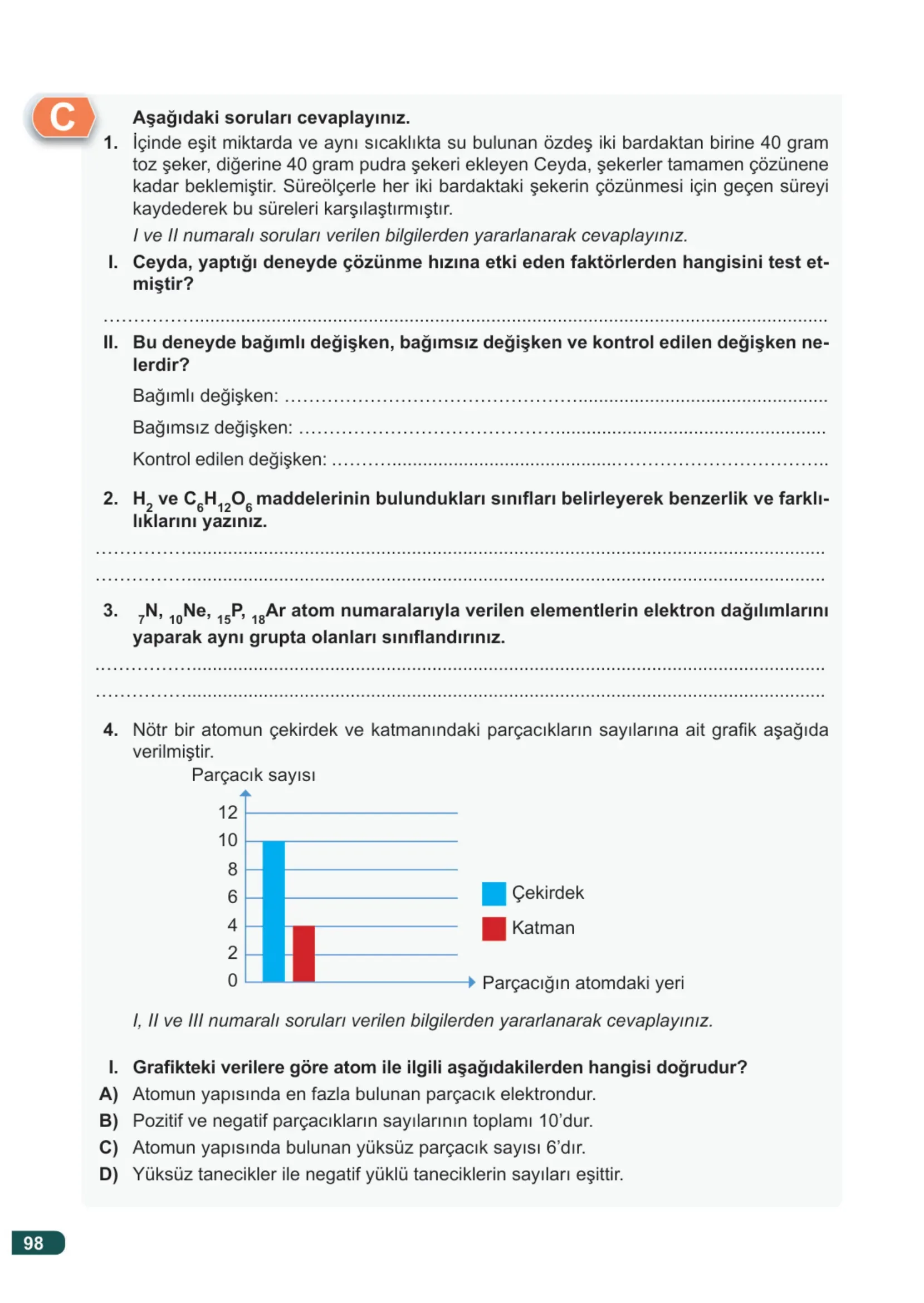 7. Sınıf Fen Bilimleri Ders Kitabı Cevapları Meb Yayınları 2. Kitap Sayfa 98
