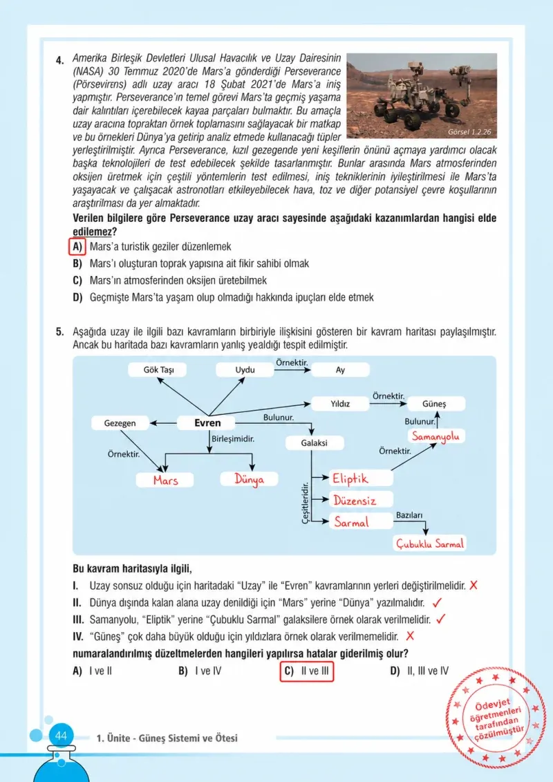 7. Sınıf Fen Bilimleri Ders Kitabı Cevapları Meb Yayınları Sayfa 44 Çözüm Görseli