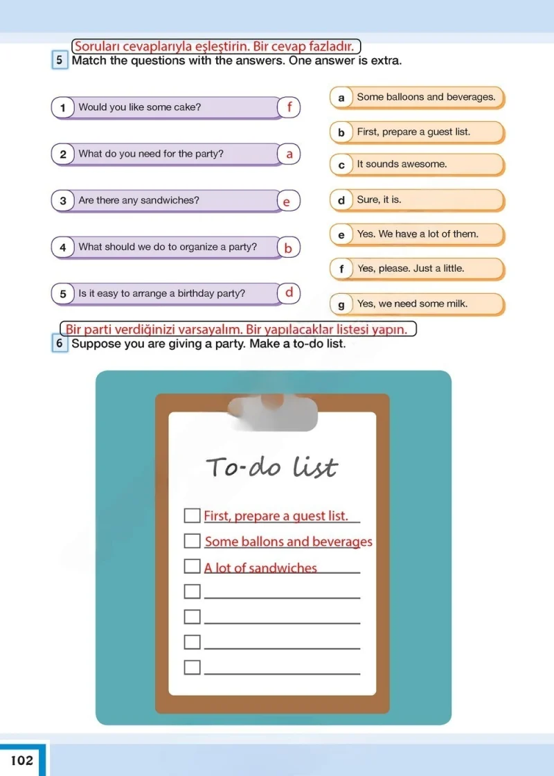 7. Sınıf İngilizce Ders Kitabı Cevapları Bilim ve Kültür Yayınları Sayfa 102 Çözüm Görseli