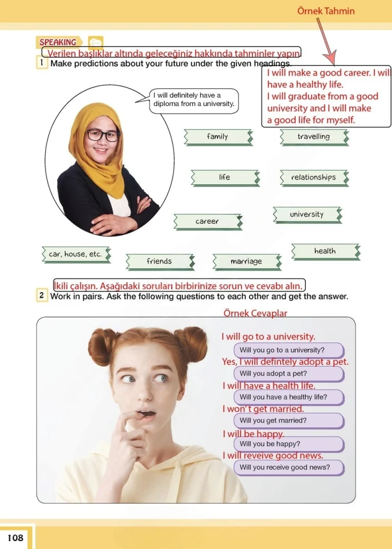 7. Sınıf İngilizce Ders Kitabı Cevapları Bilim ve Kültür Yayınları Sayfa 108 Çözüm Görseli