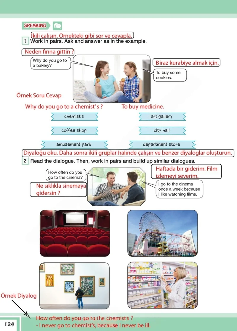 7. Sınıf İngilizce Ders Kitabı Cevapları Bilim ve Kültür Yayınları Sayfa 124 Çözüm Görseli