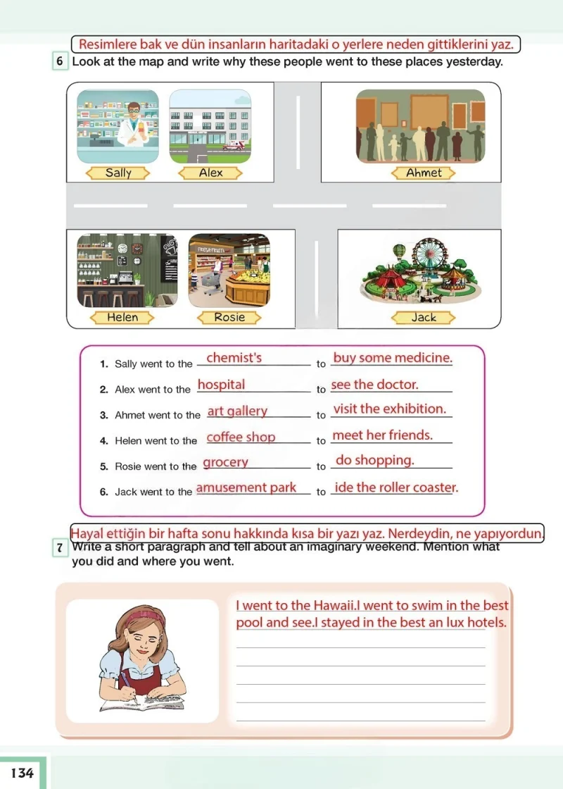 7. Sınıf İngilizce Ders Kitabı Cevapları Bilim ve Kültür Yayınları Sayfa 134 Çözüm Görseli