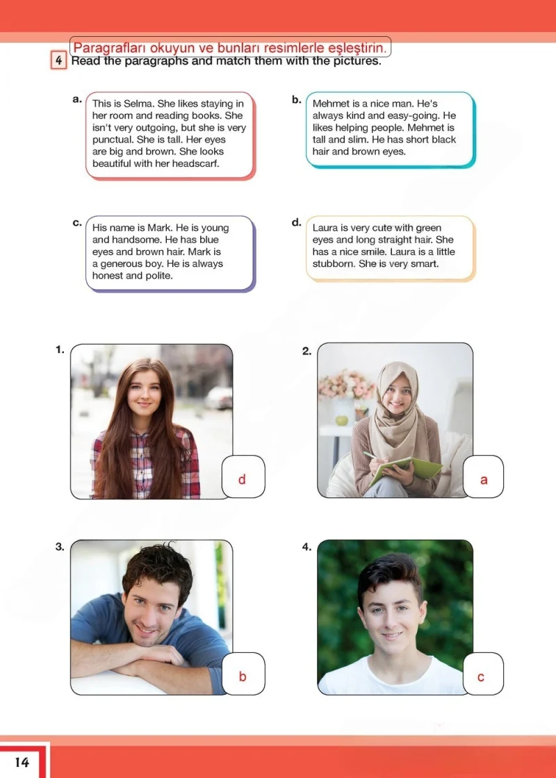 7. Sınıf İngilizce Ders Kitabı Cevapları Bilim ve Kültür Yayınları Sayfa 14 Çözüm Görseli