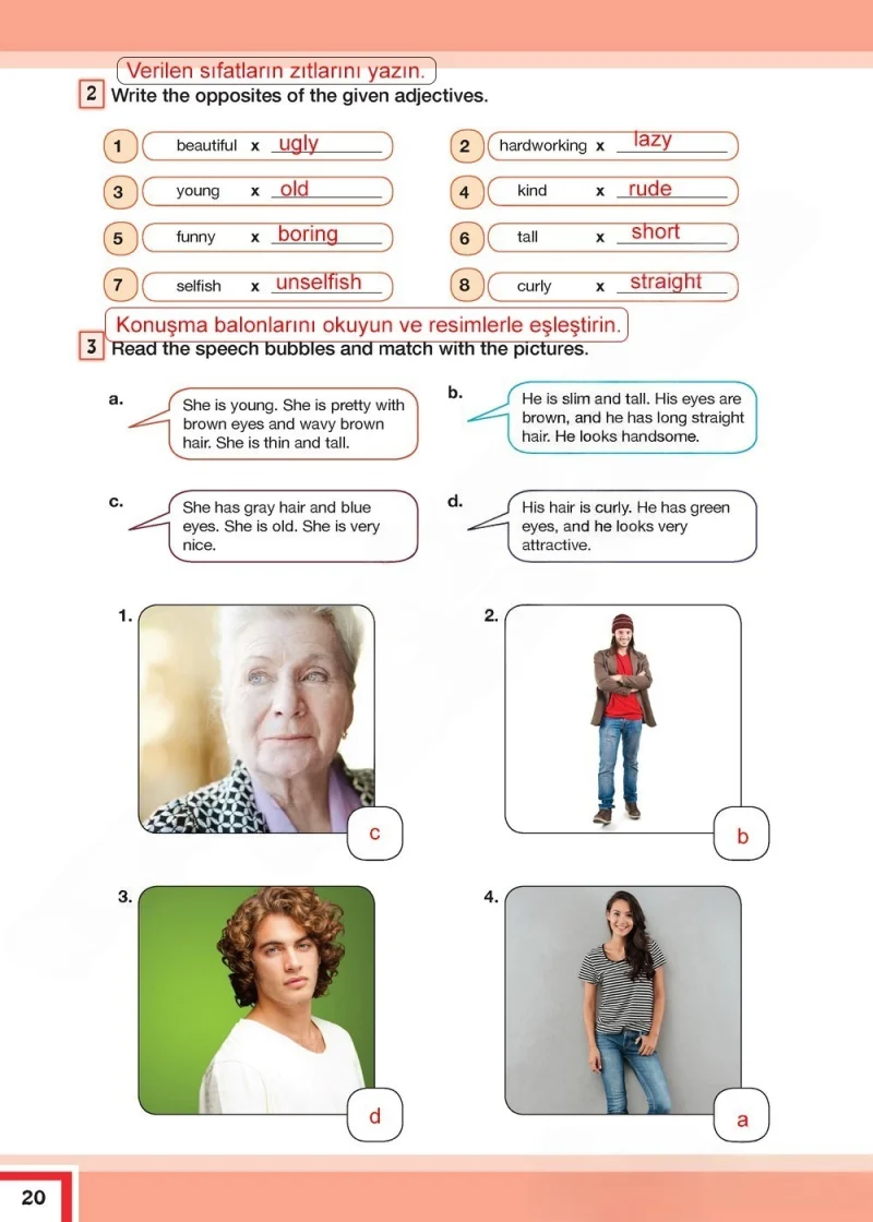 7. Sınıf İngilizce Ders Kitabı Cevapları Bilim ve Kültür Yayınları Sayfa 20 Çözüm Görseli