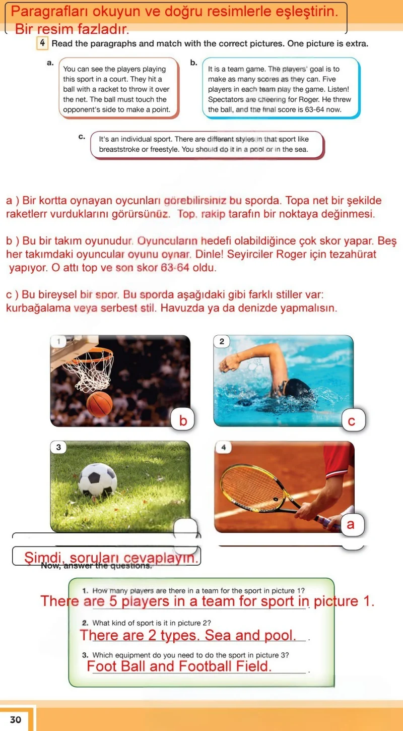7. Sınıf İngilizce Ders Kitabı Cevapları Bilim ve Kültür Yayınları Sayfa 30 Çözüm Görseli