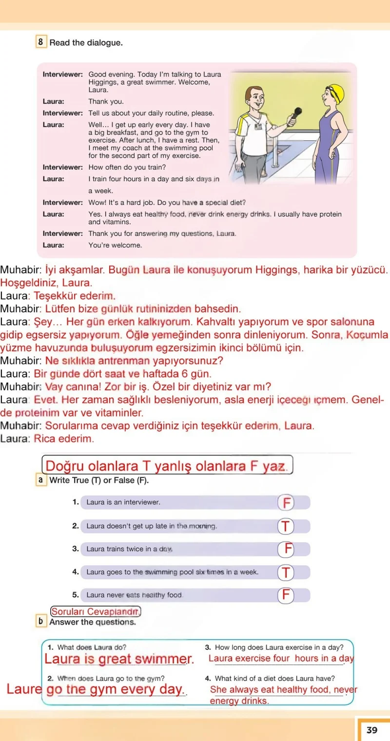 7. Sınıf İngilizce Ders Kitabı Cevapları Bilim ve Kültür Yayınları Sayfa 39 Çözüm Görseli