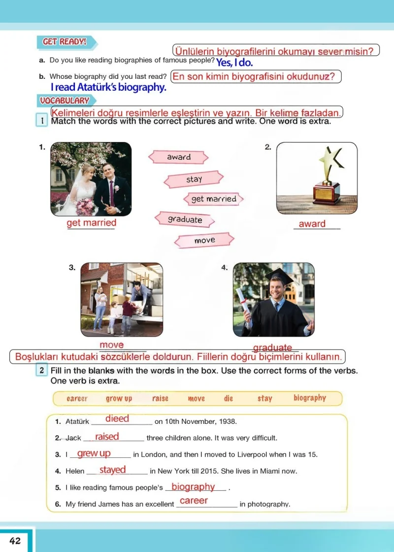 7. Sınıf İngilizce Ders Kitabı Cevapları Bilim ve Kültür Yayınları Sayfa 42 Çözüm Görseli