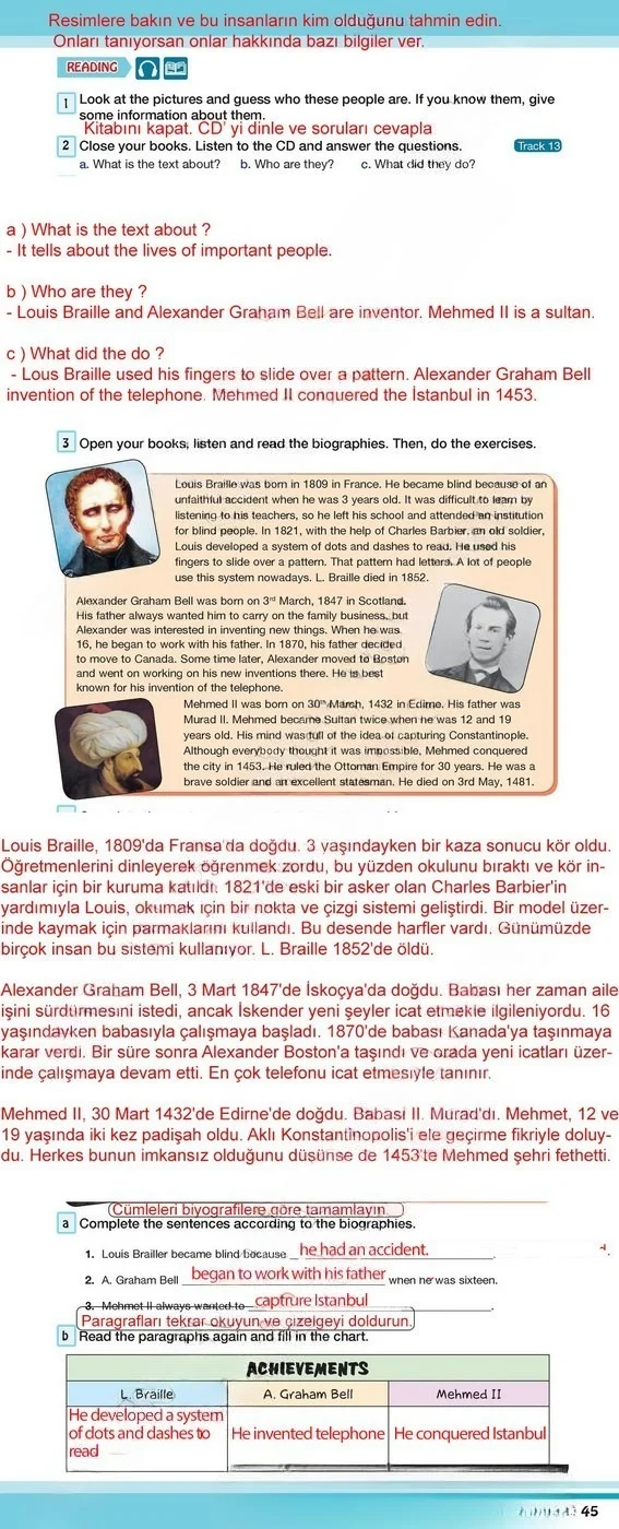 7. Sınıf İngilizce Ders Kitabı Cevapları Bilim ve Kültür Yayınları Sayfa 45 Çözüm Görseli