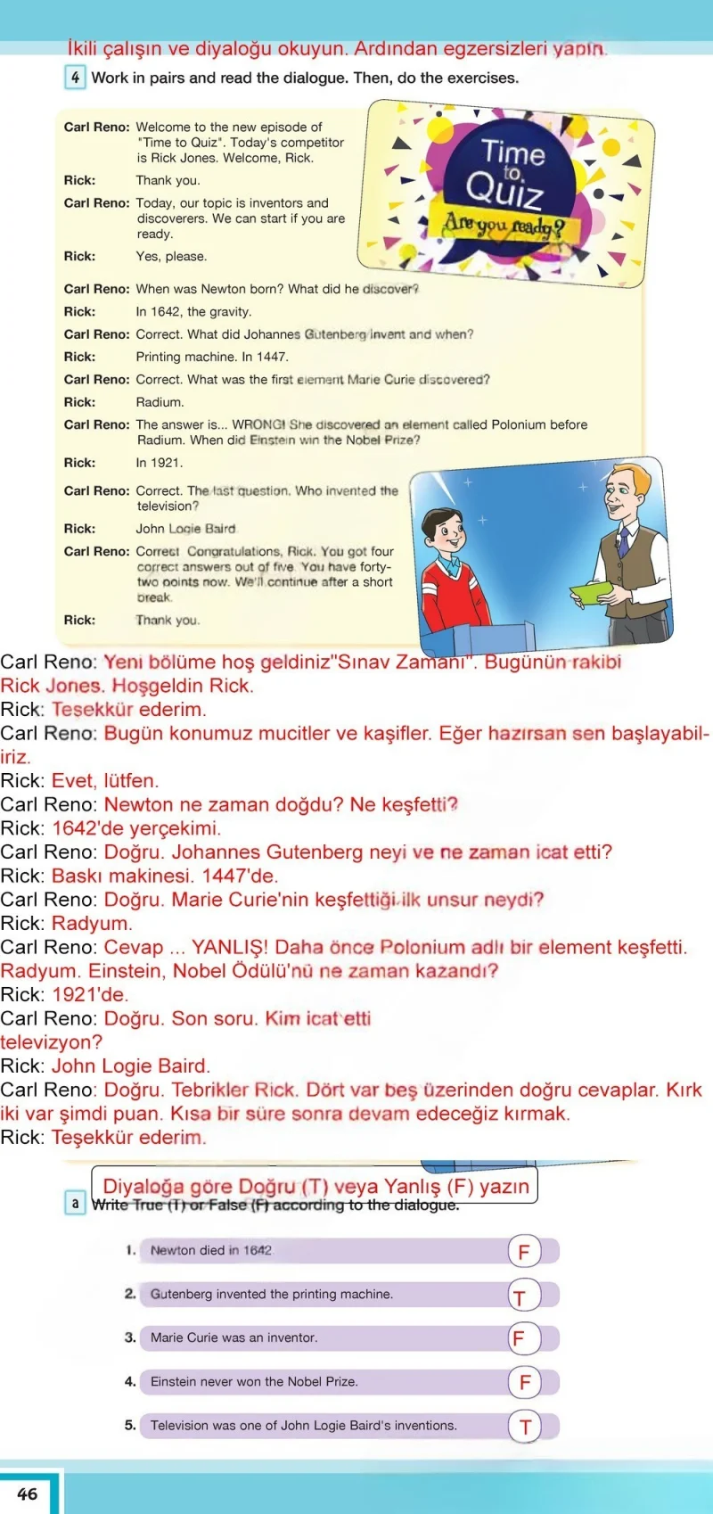 7. Sınıf İngilizce Ders Kitabı Cevapları Bilim ve Kültür Yayınları Sayfa 46 Çözüm Görseli