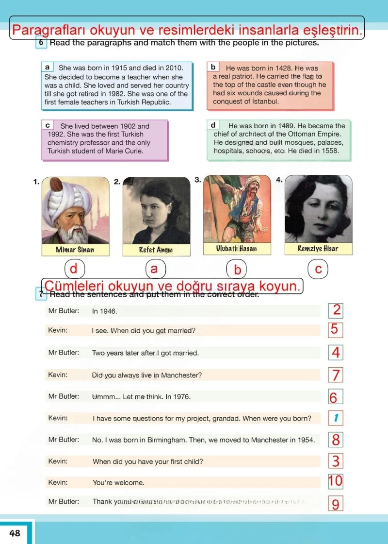 7. Sınıf İngilizce Ders Kitabı Cevapları Bilim ve Kültür Yayınları Sayfa 48 Çözüm Görseli