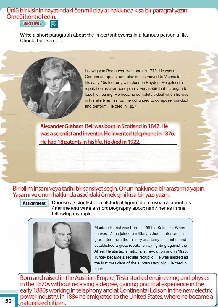 7. Sınıf İngilizce Ders Kitabı Cevapları Bilim ve Kültür Yayınları Sayfa 50 Çözüm Görseli