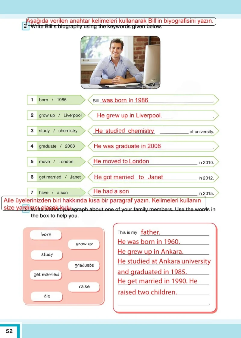 7. Sınıf İngilizce Ders Kitabı Cevapları Bilim ve Kültür Yayınları Sayfa 52 Çözüm Görseli