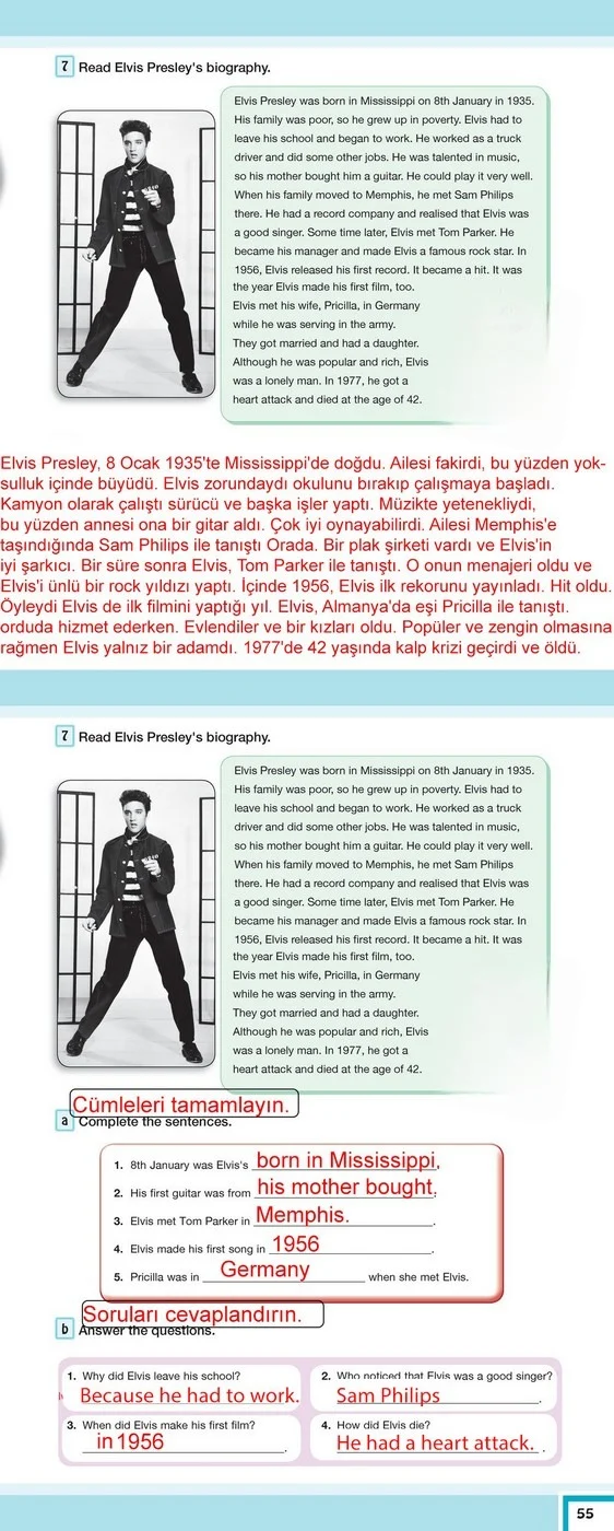 7. Sınıf İngilizce Ders Kitabı Cevapları Bilim ve Kültür Yayınları Sayfa 55 Çözüm Görseli