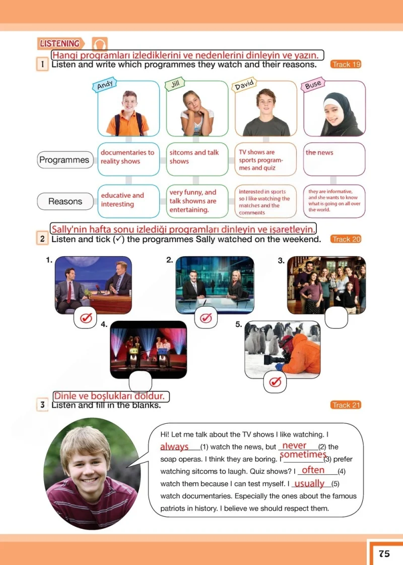 7. Sınıf İngilizce Ders Kitabı Cevapları Bilim ve Kültür Yayınları Sayfa 75 Çözüm Görseli