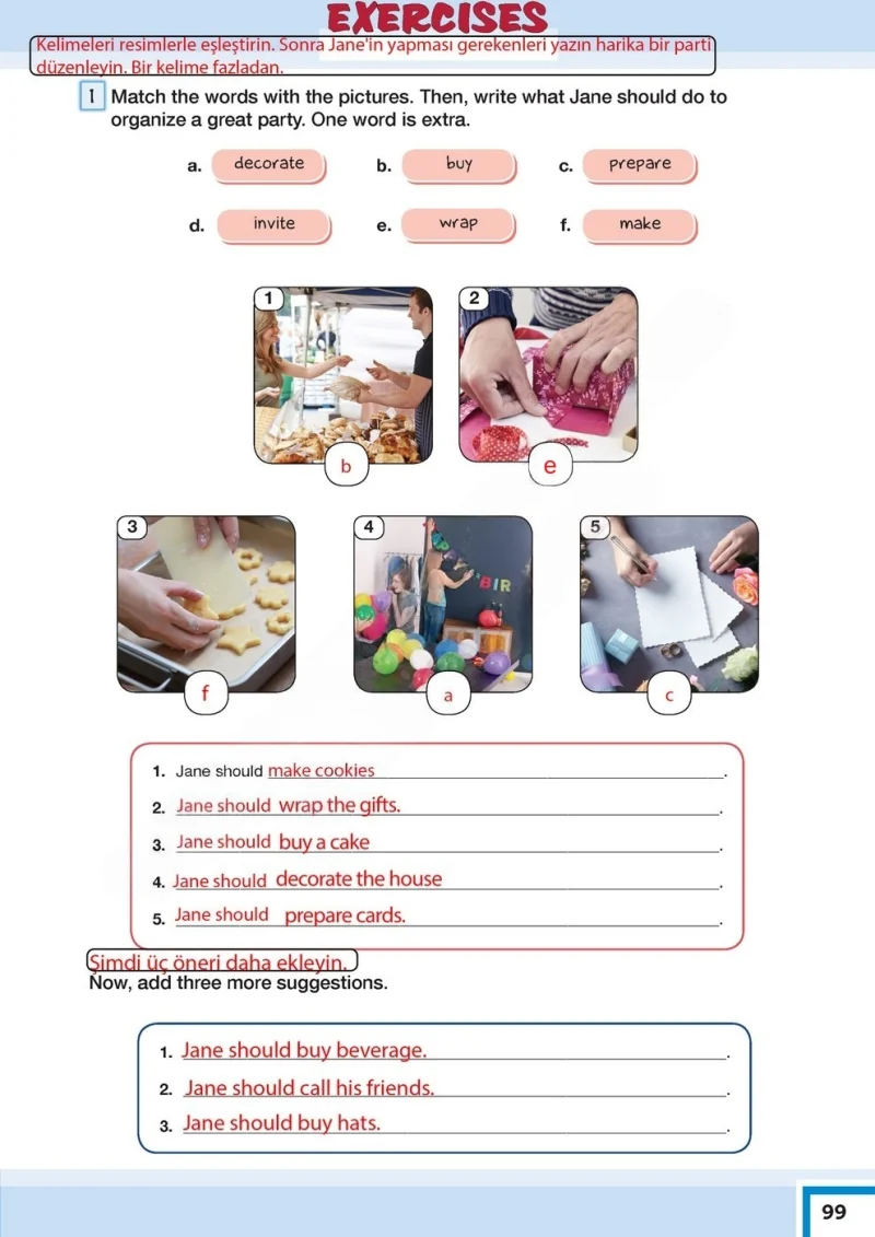 7. Sınıf İngilizce Ders Kitabı Cevapları Bilim ve Kültür Yayınları Sayfa 99 Çözüm Görseli