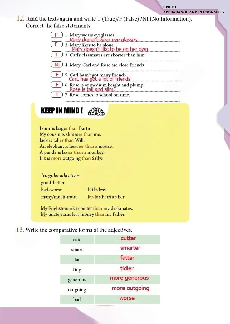 7. Sınıf İngilizce Ders Kitabı Cevapları Meb Yayınları Sayfa 15 Çözüm Görseli