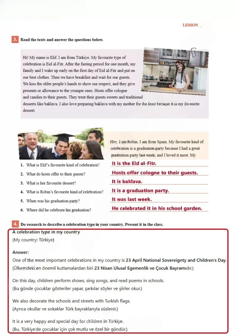 7. Sınıf İngilizce Ders Kitabı Cevapları SDR İpekyolu Yayınları Sayfa 95 Çözüm Görseli