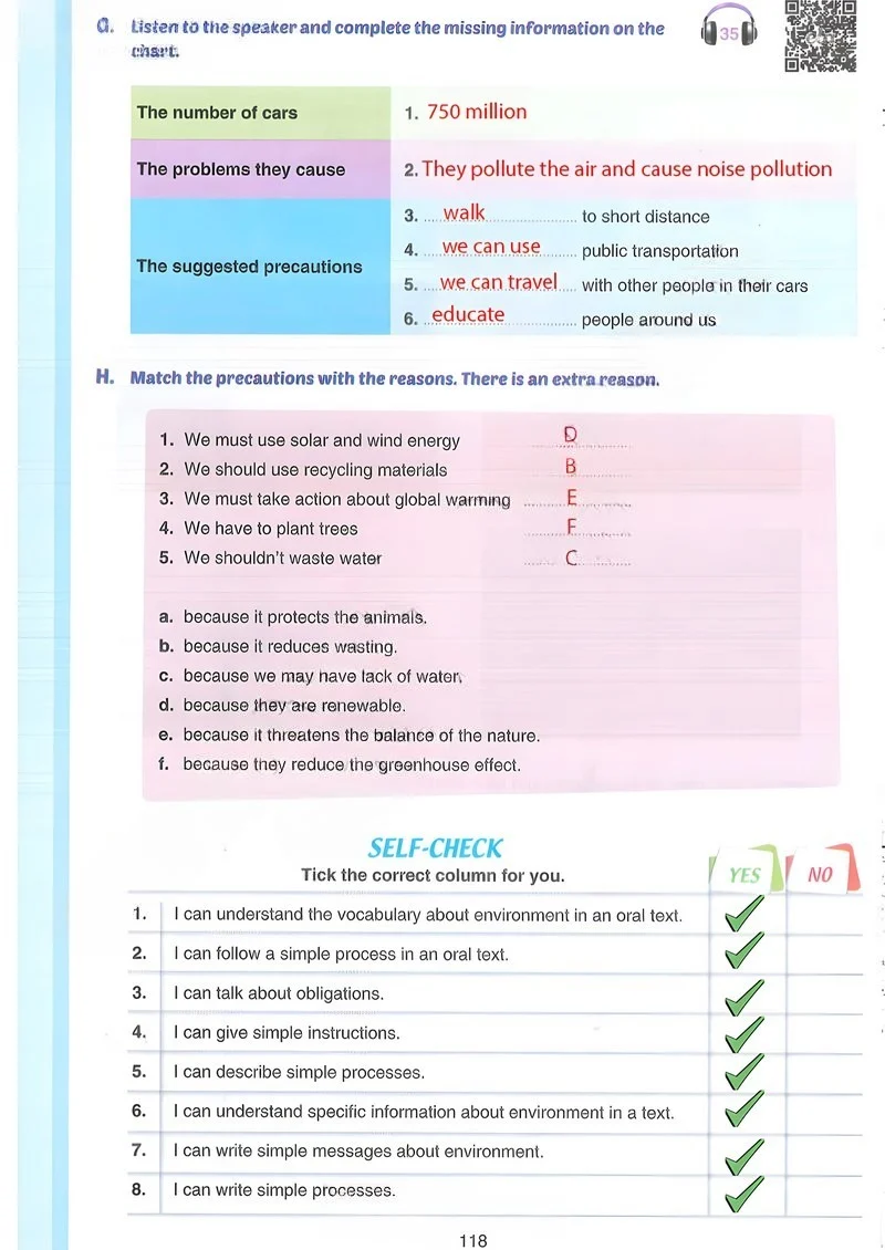 7. Sınıf İngilizce Ders Kitabı Cevapları Yıldırım Yayınları Sayfa 118 Çözüm Görseli