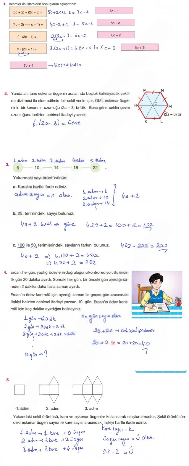 7. Sınıf Matematik Ders Kitabı Cevapları Berkay Yayınları Sayfa 101 Çözüm Görseli