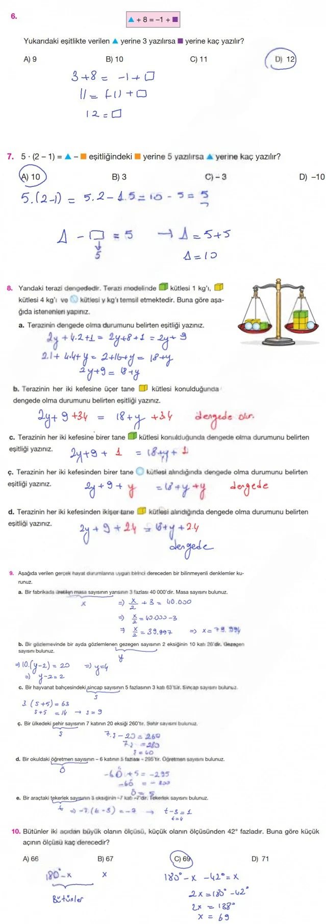 7. Sınıf Matematik Ders Kitabı Cevapları Berkay Yayınları Sayfa 102 Çözüm Görseli