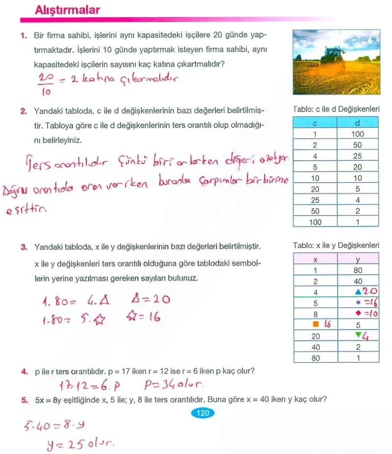 7. Sınıf Matematik Ders Kitabı Cevapları Berkay Yayınları Sayfa 120 Çözüm Görseli