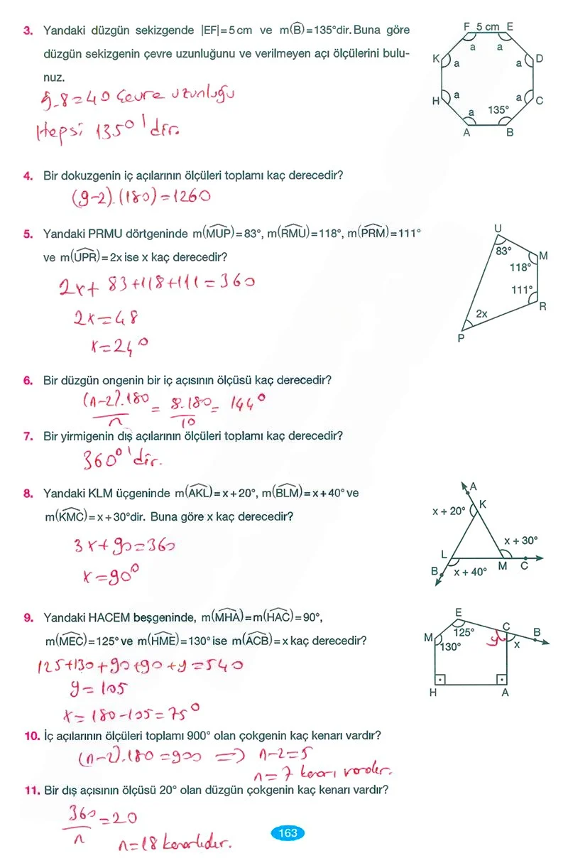7. Sınıf Matematik Ders Kitabı Cevapları Berkay Yayınları Sayfa 163 Çözüm Görseli
