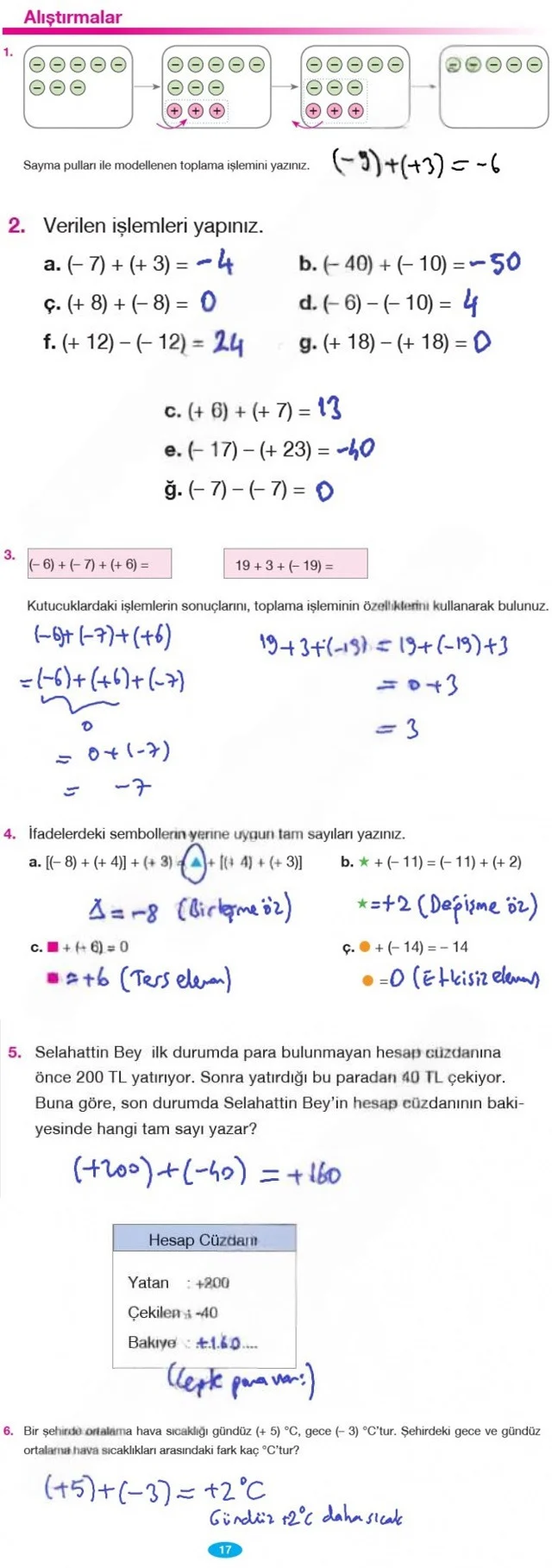 7. Sınıf Matematik Ders Kitabı Cevapları Berkay Yayınları Sayfa 17 Çözüm Görseli