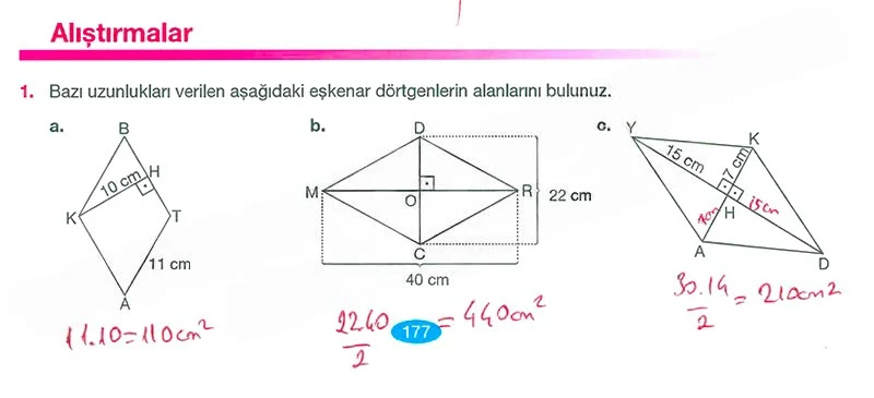 7. Sınıf Matematik Ders Kitabı Cevapları Berkay Yayınları Sayfa 177 Çözüm Görseli