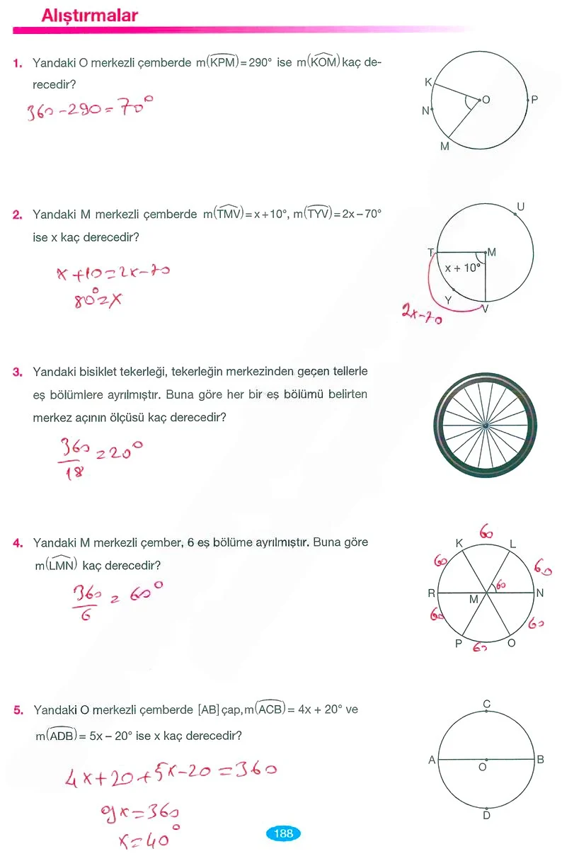 7. Sınıf Matematik Ders Kitabı Cevapları Berkay Yayınları Sayfa 188 Çözüm Görseli